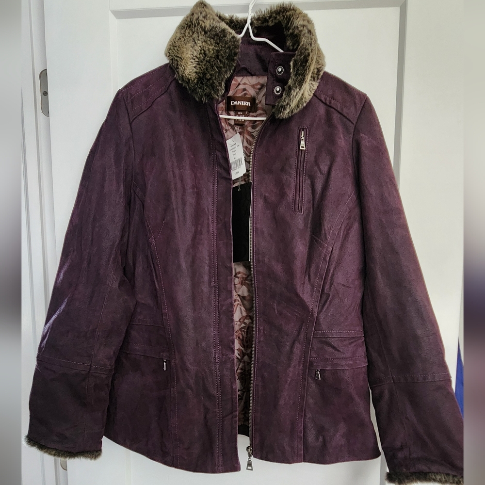 Danier Purple Leather Jacket Timeless Elegance